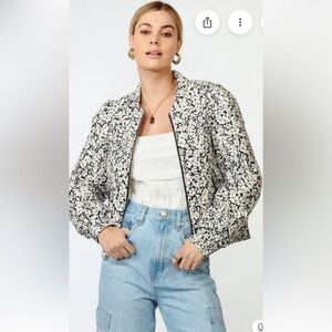 Greylin Black and Cream Floral Bomber Jacket